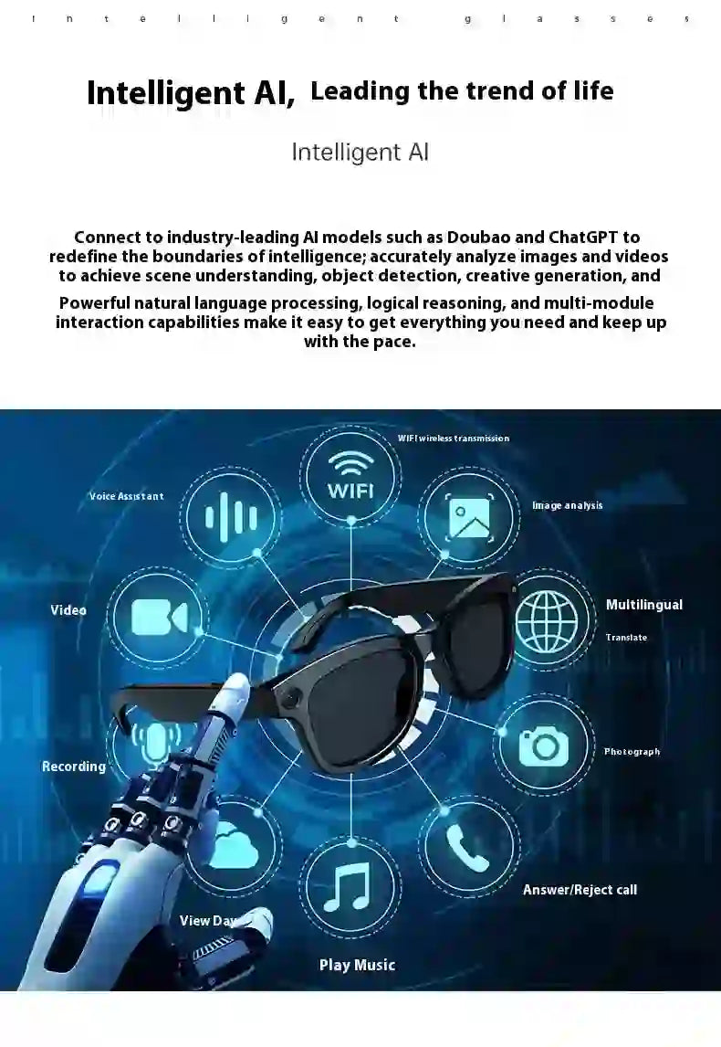 M01 Intelligent Video Glasses with HD Camera & AI Translation