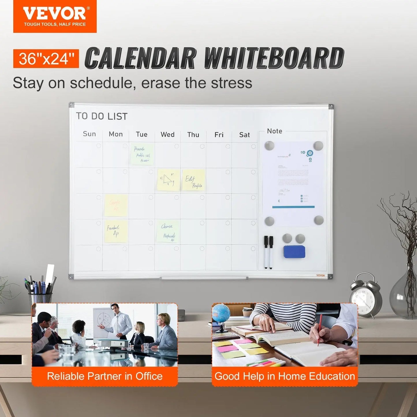 36x24in Magnetic Whiteboard Calendar – Dry Erase Planner for Home & Office